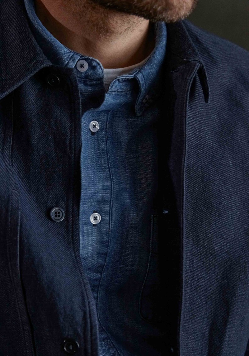 About Companions - Overshirt Owe Jacket Navy Winter Linen