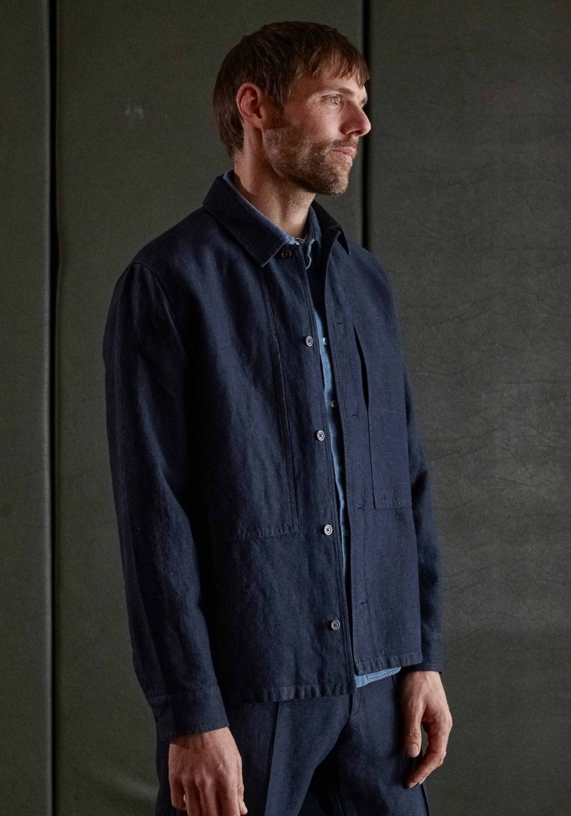 About Companions - Overshirt Owe Jacket Navy Winter Linen