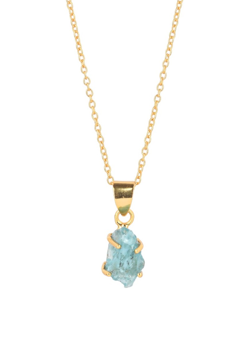 Protsaah - Halskette Abstract Rocks Short Gold Aquamarine
