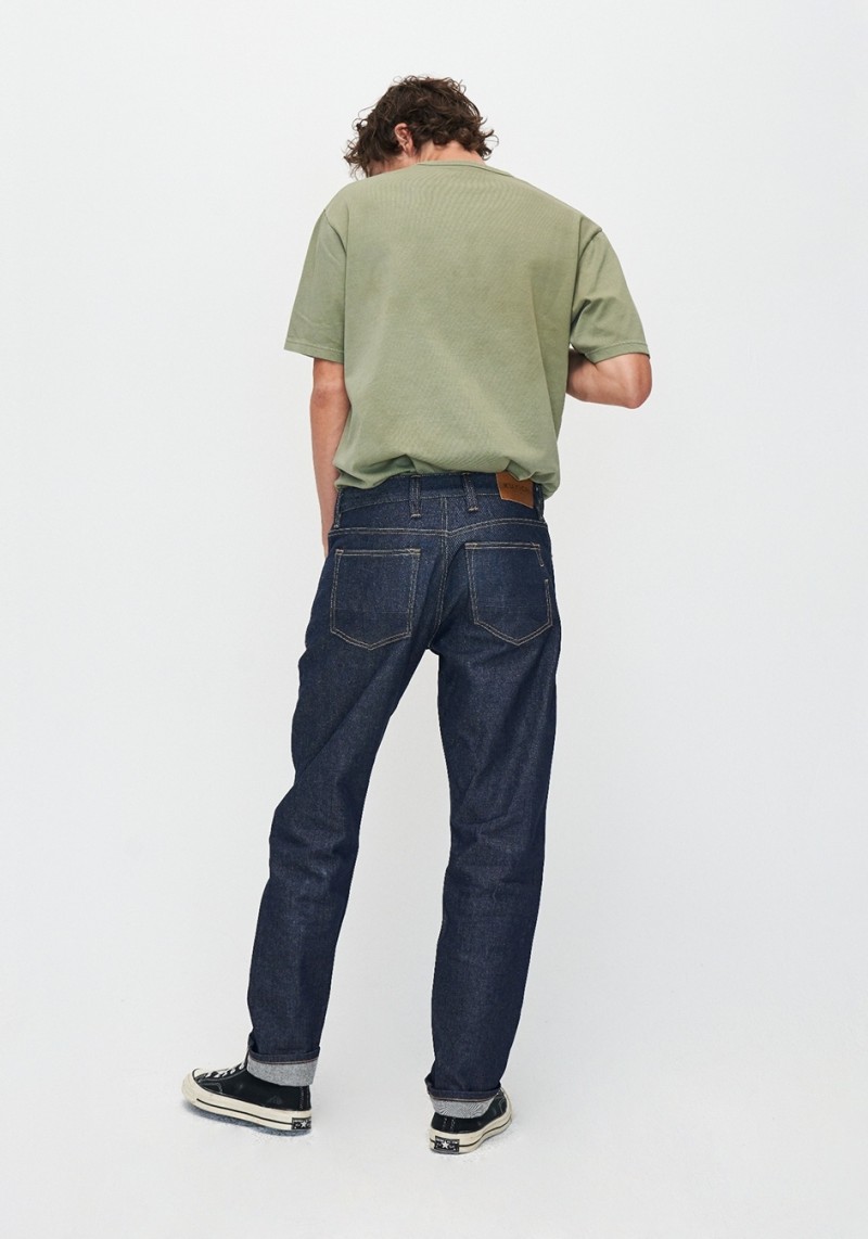Herren-Jeans Scott Regular Orange Selvedge Recycled Raw