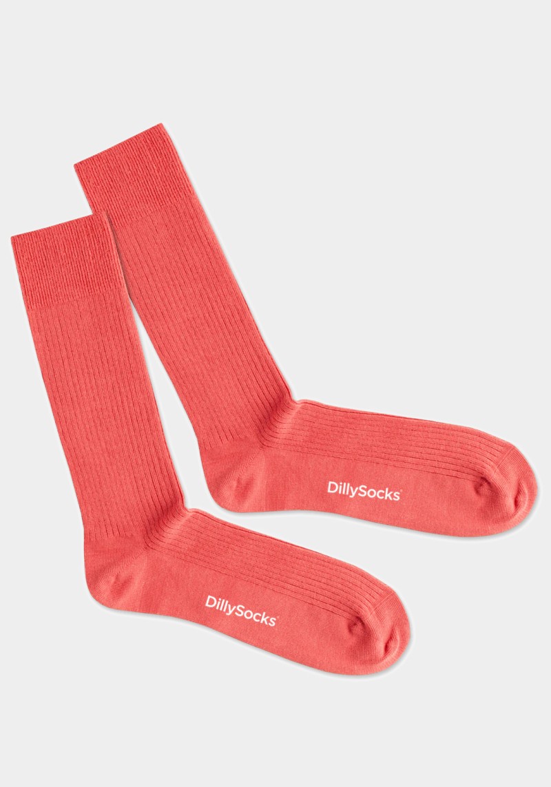 Socken Ribbed Coral Red