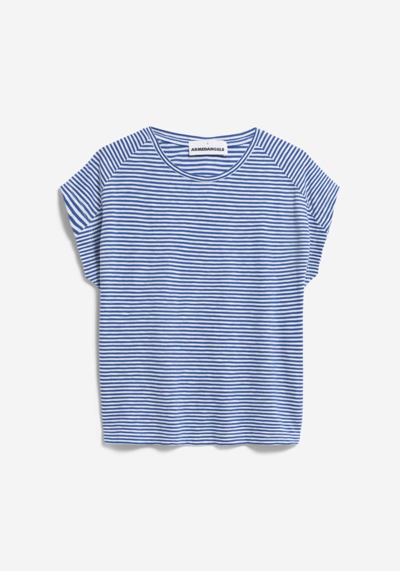 T-Shirt Oneliaa Lovely Stripes Dynamo Blue-Oatmilk