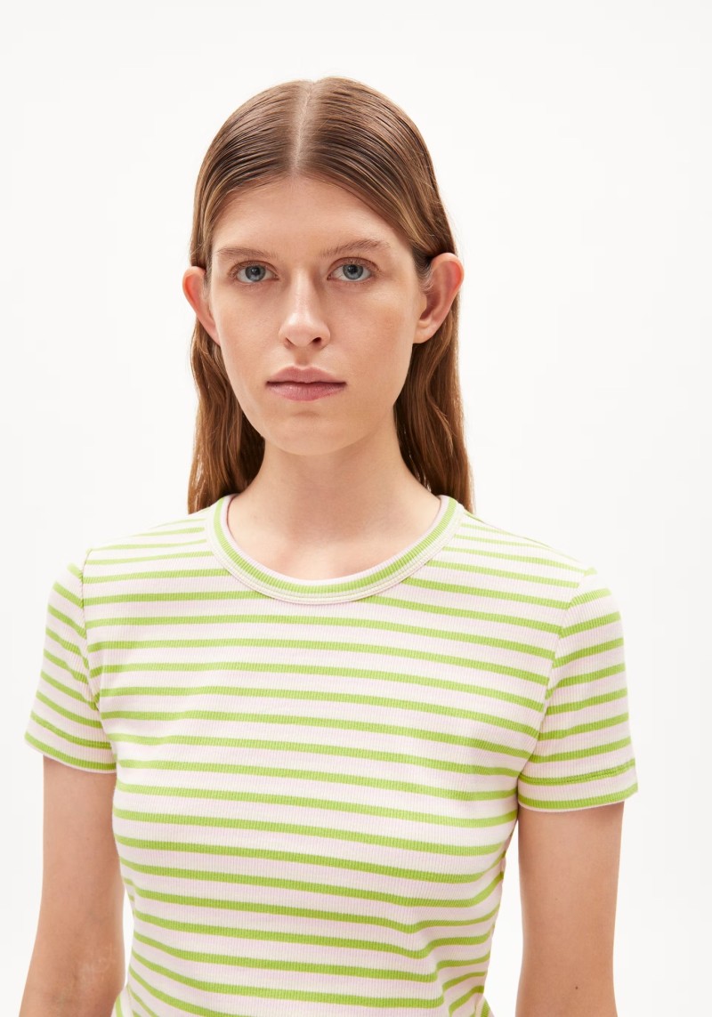 Ripp-T-Shirt Kardaa Stripes Super Lime-Pink Light