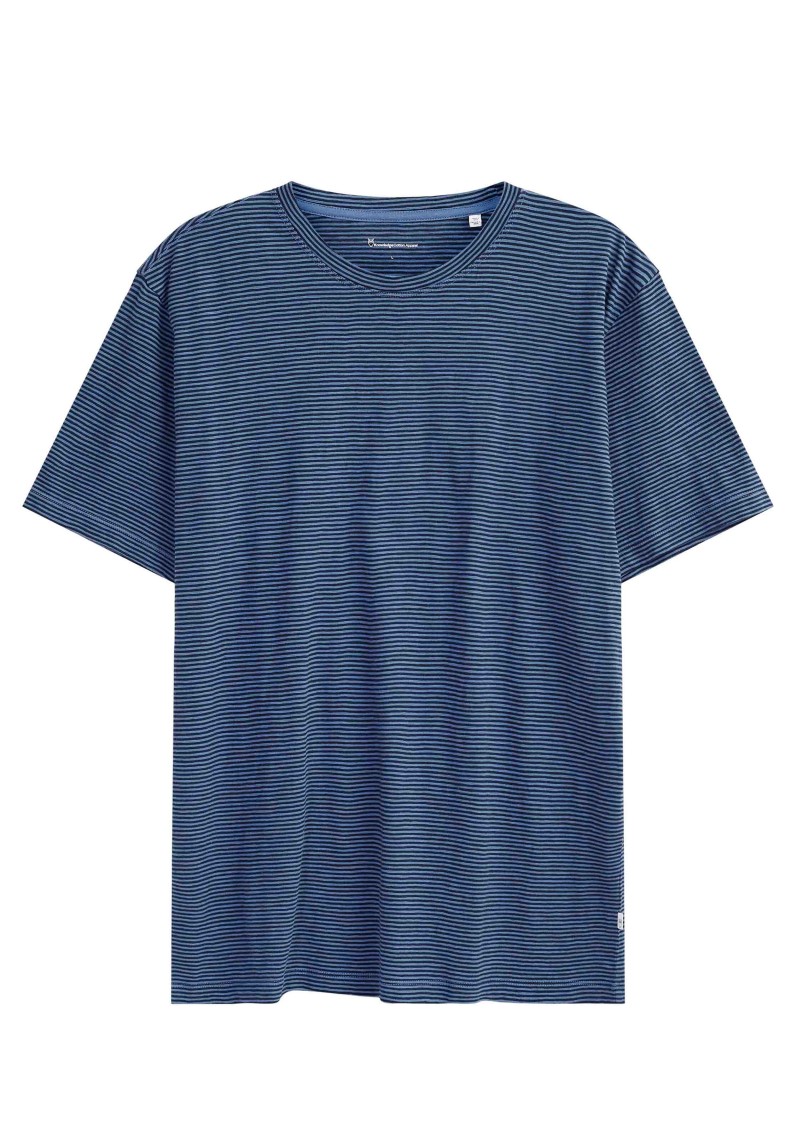 T-Shirt Narrow Striped Slub Tee Blue Stripe