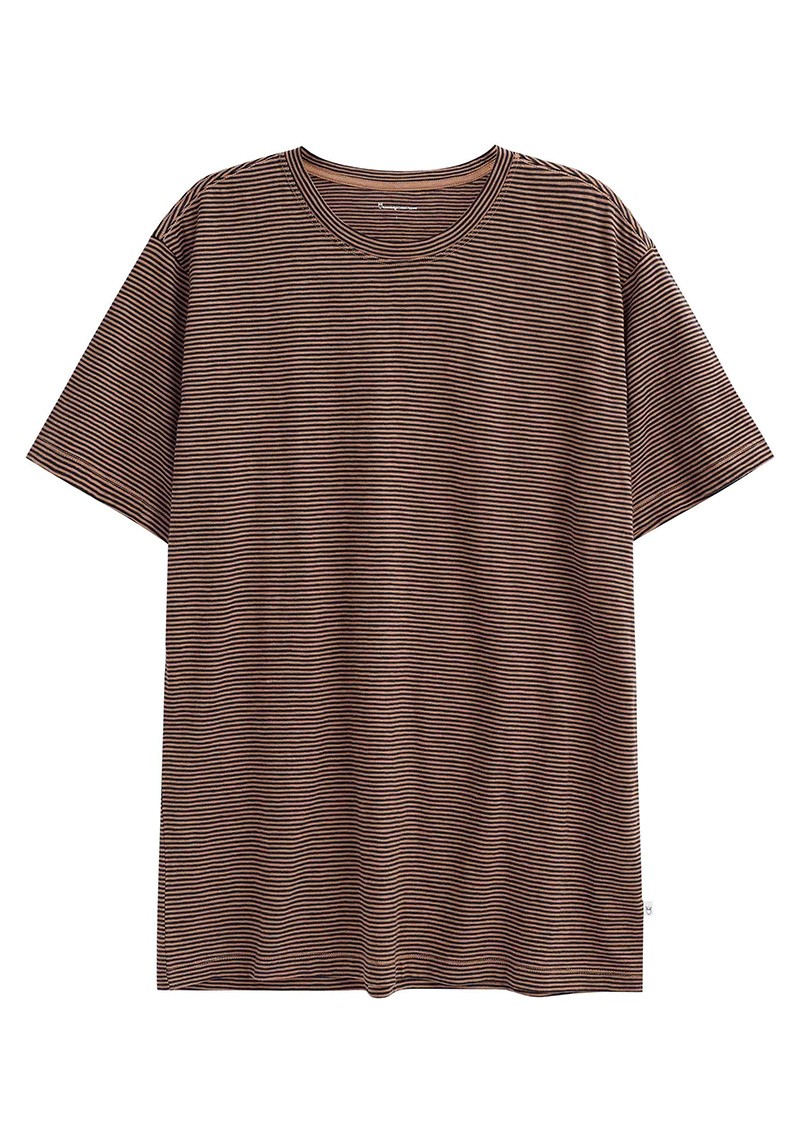 T-Shirt Narrow Striped Slub Tee Brown Stripe