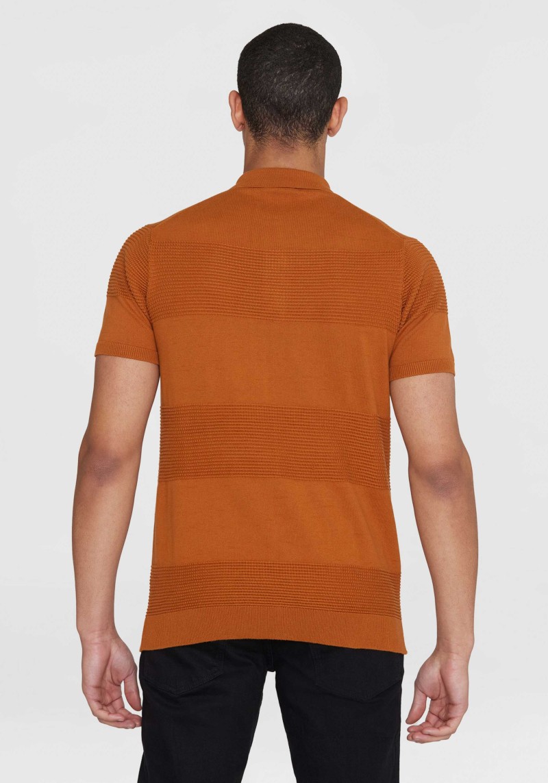 Poloshirt Regular Pattern Knitted Leather Brown