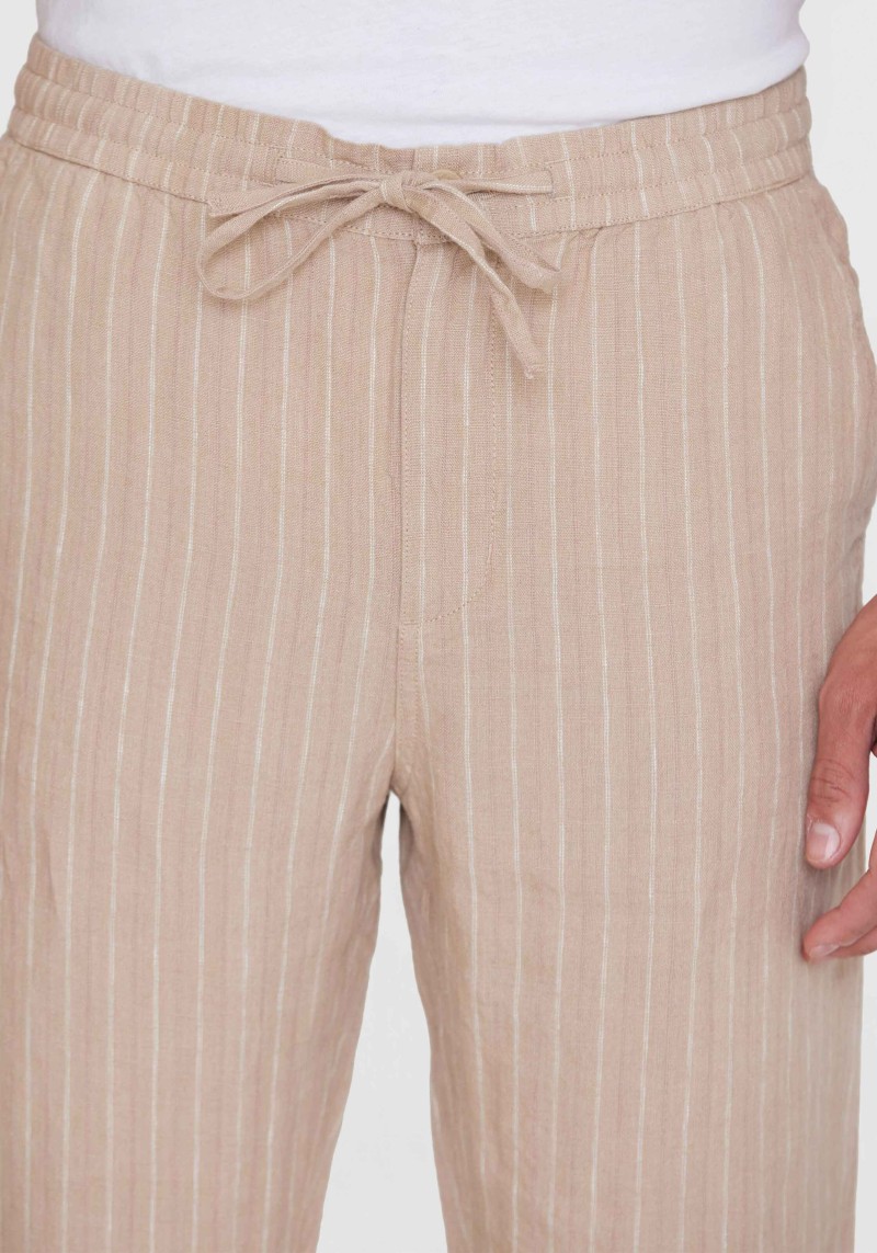 Leinenhose Fig Loose Striped Linen Pants Beige Stripe