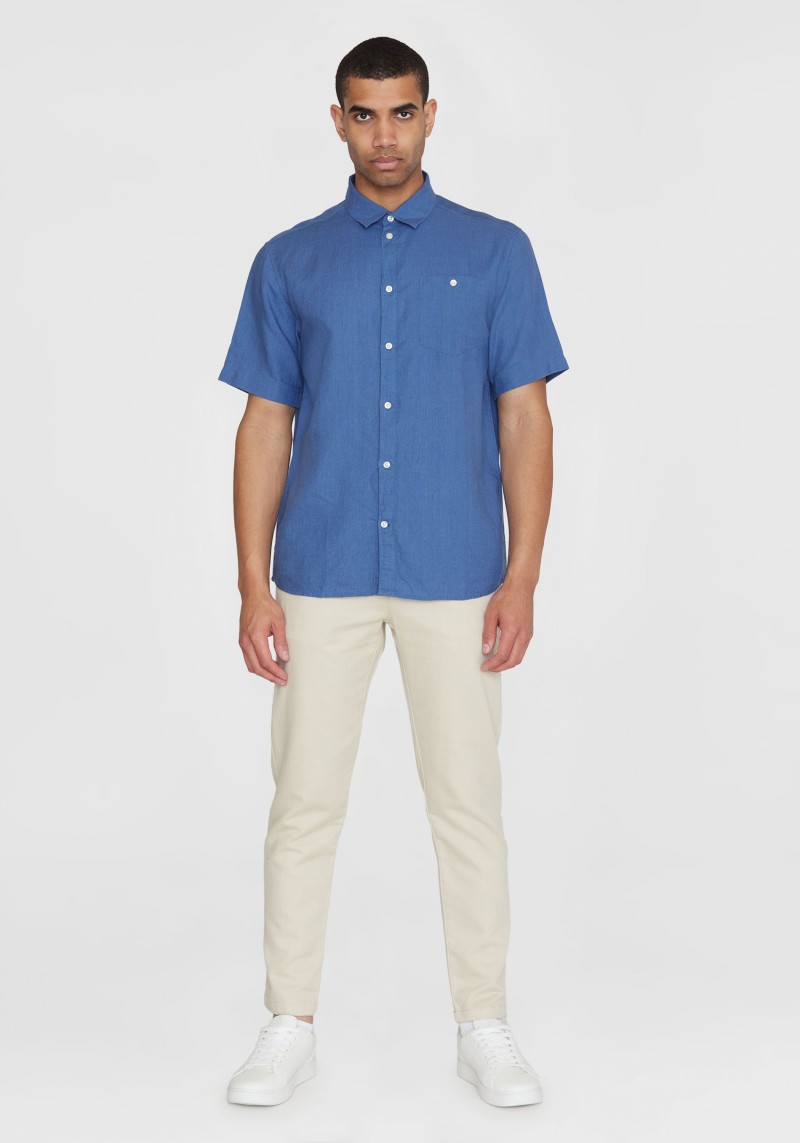 Hemd Regular Linen Short Sleeve Shirt Moonlight Blue