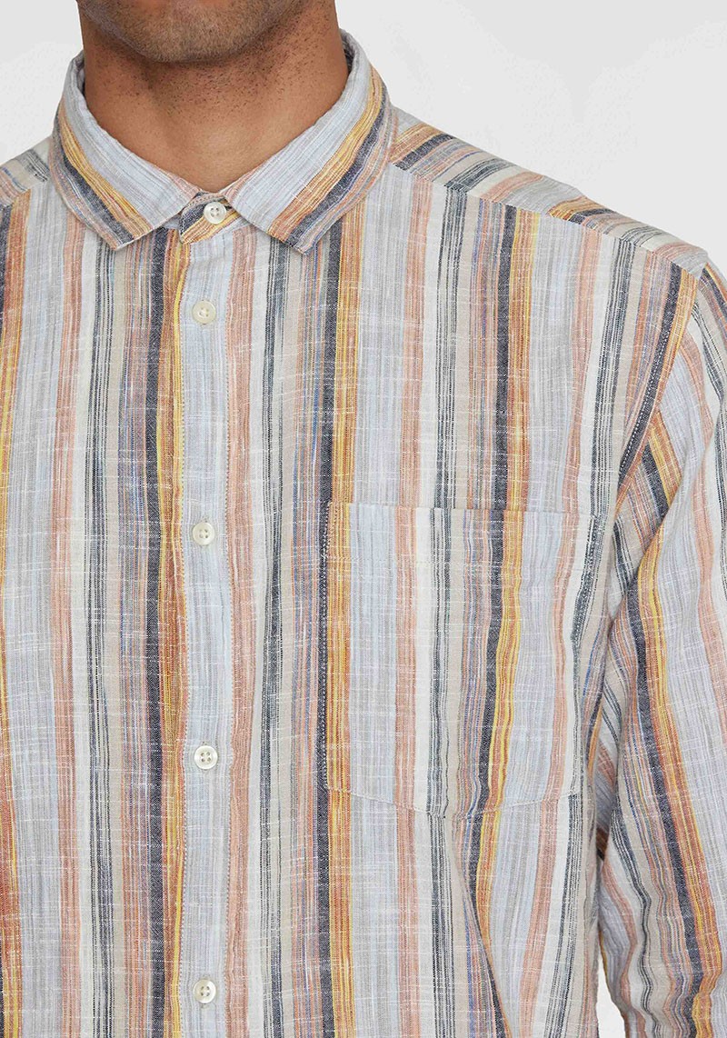 Hemd Loose Multicolored Striped Linen Shirt Multi Color Stripes