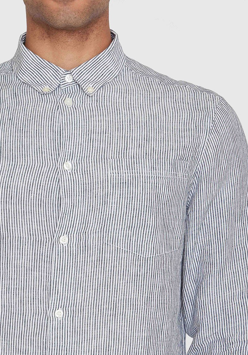 Hemd Regular Striped Linen Shirt Total Eclipse