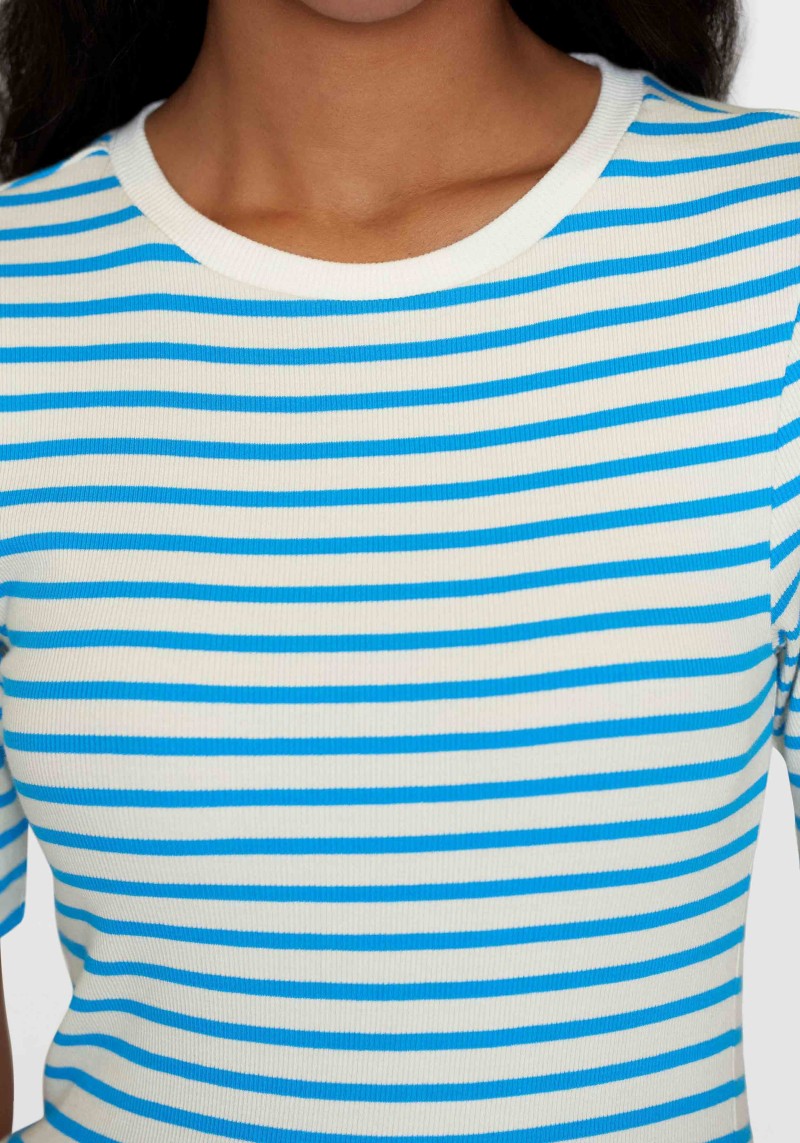 Rib T-Shirt Striped Blue Stripe