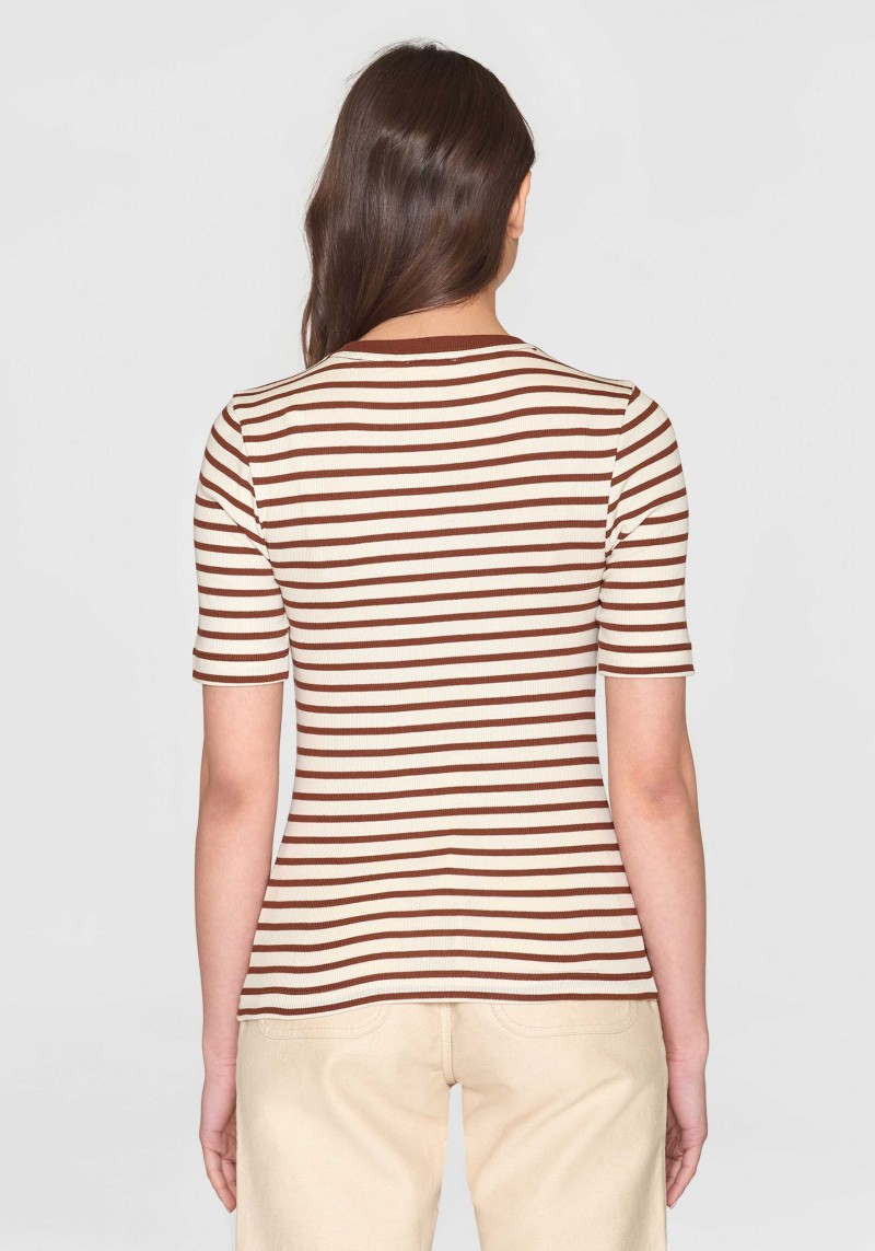 Rib T-Shirt Striped Brown Stripe