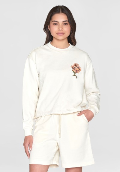 Sweatshirt w/Embroidery at Chest Egret
