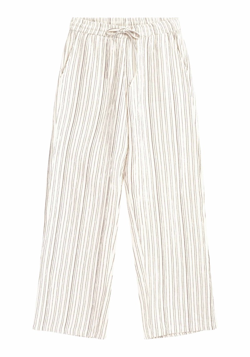 Hose mit Faltenstreifen Posey Wide Wrinkle Pants Brown Stripe
