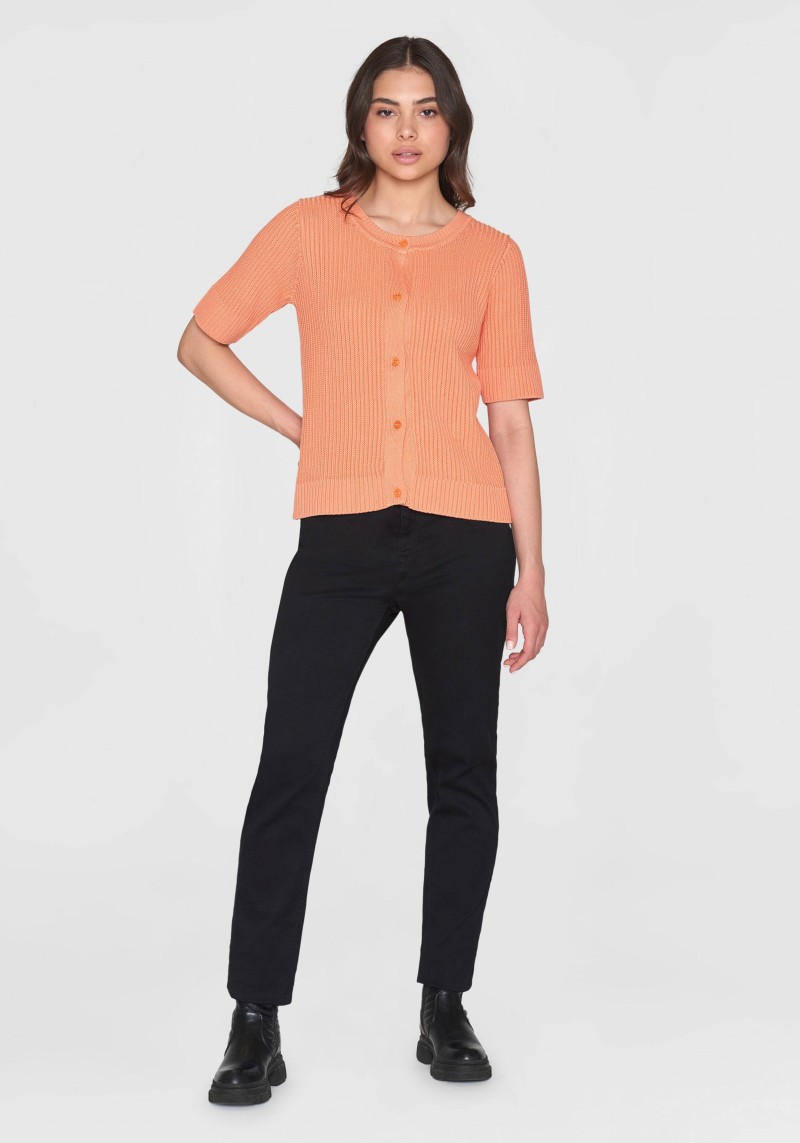 Kurzarm-Cardigan Short Sleeve Knitted Cadmium Orange