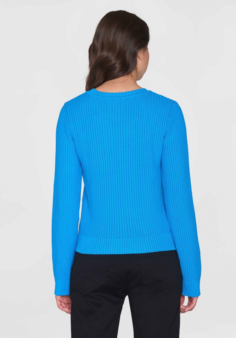 Strickpullover Long Sleeve Knitted Crew Neck Malibu Blue