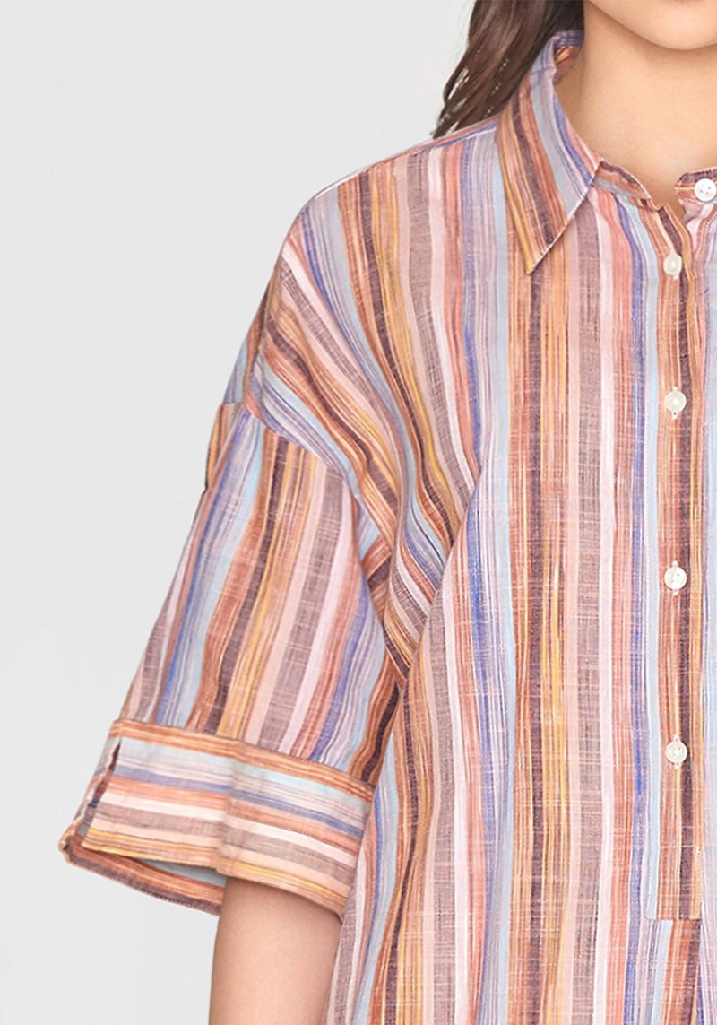 Hemdbluse Multicolored Stripe SS Shirt Multi Color Stripe