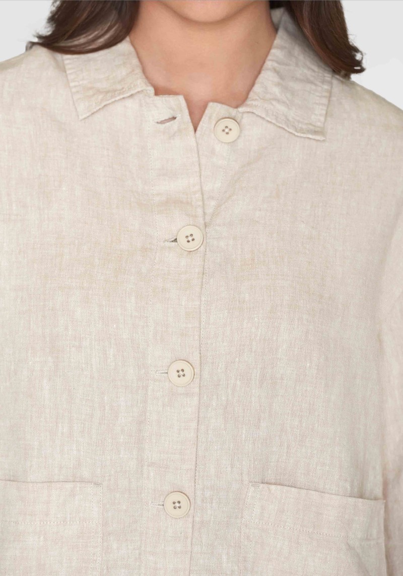 Leinen-Overshirt Regular Linen Light Feather Gray