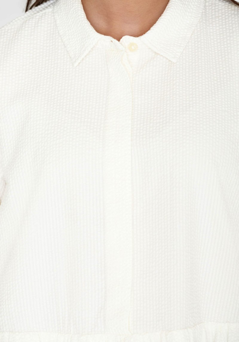 Hemdkleid Seersucker Short Shirt Dress Egret