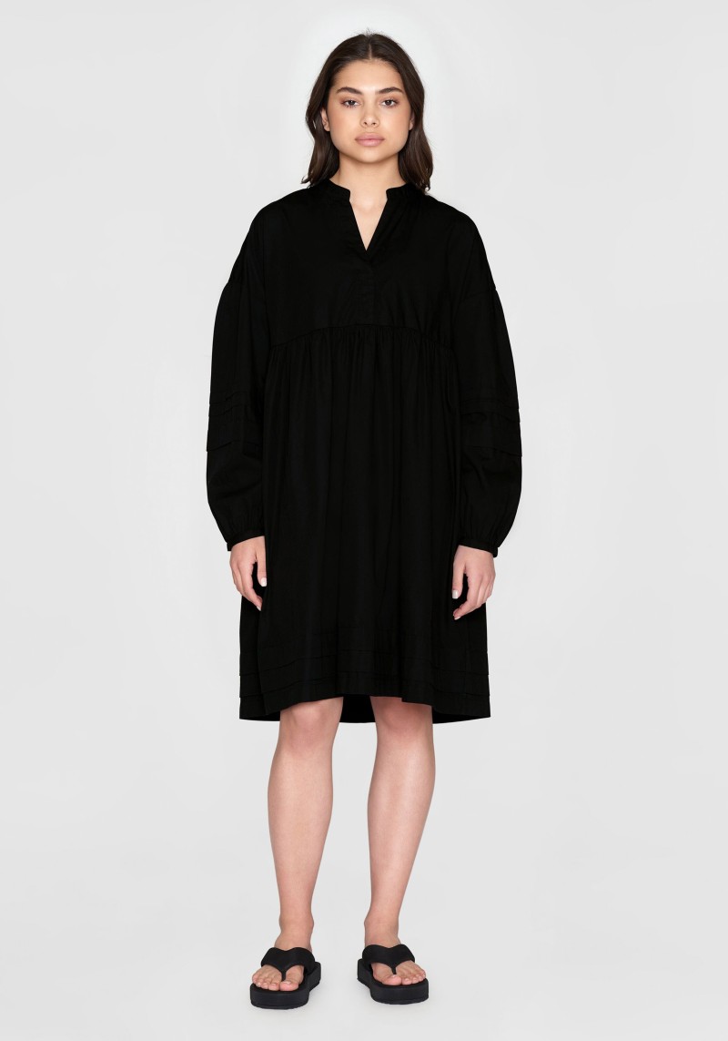 Kleid A-Shape Fold Detils Poplin Dress Black Jet