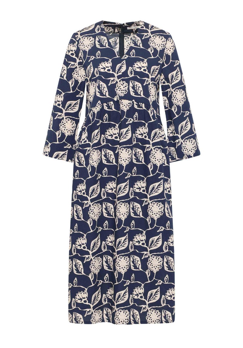 Kleid mit V-Ausschnitt Print Botanical Garden Blue