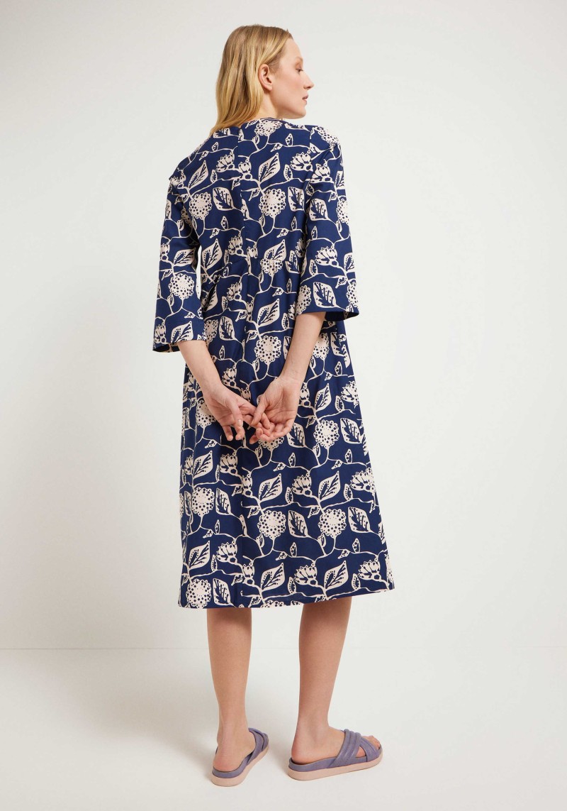 Kleid mit V-Ausschnitt Print Botanical Garden Blue