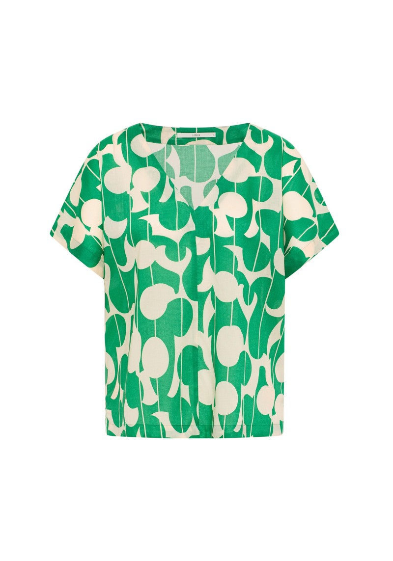 Blusenshirt Print Graphic Dots Green