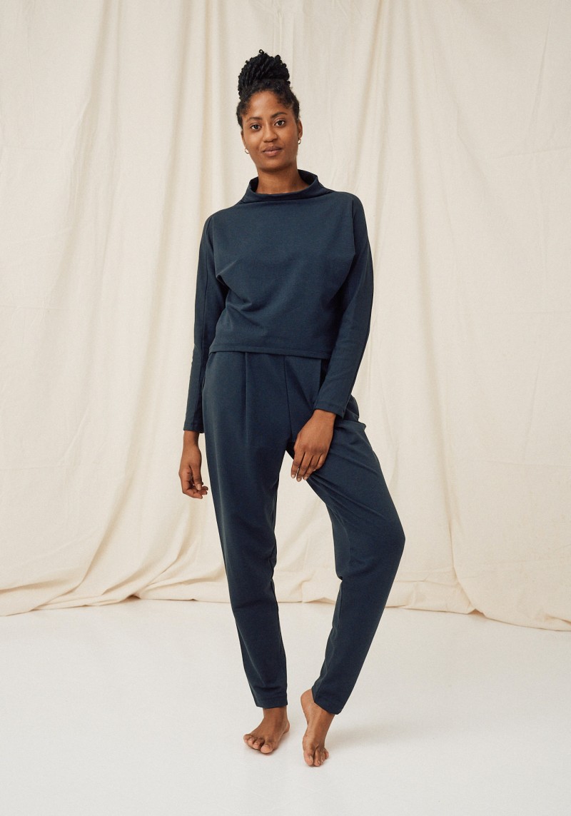 Moya Kala - Pullover Formal Crop Sweater Blue Note