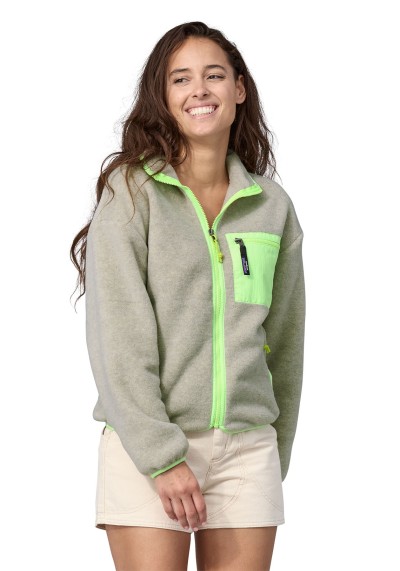Fleecejacke W's LW Synchilla® Fleece Jacket Oatmeal Heather w/Salamander Green
