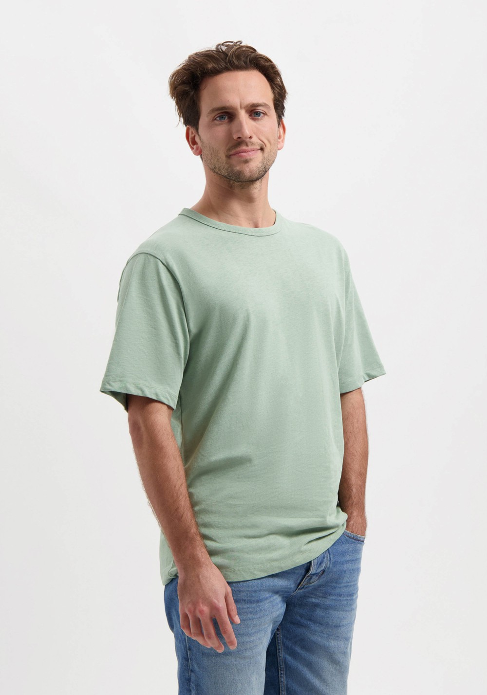 T-Shirt Liam Linen Tee Soft Petrol