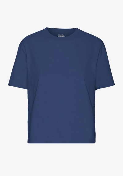 Boxy Crop Damen-T-Shirt Marine Blue