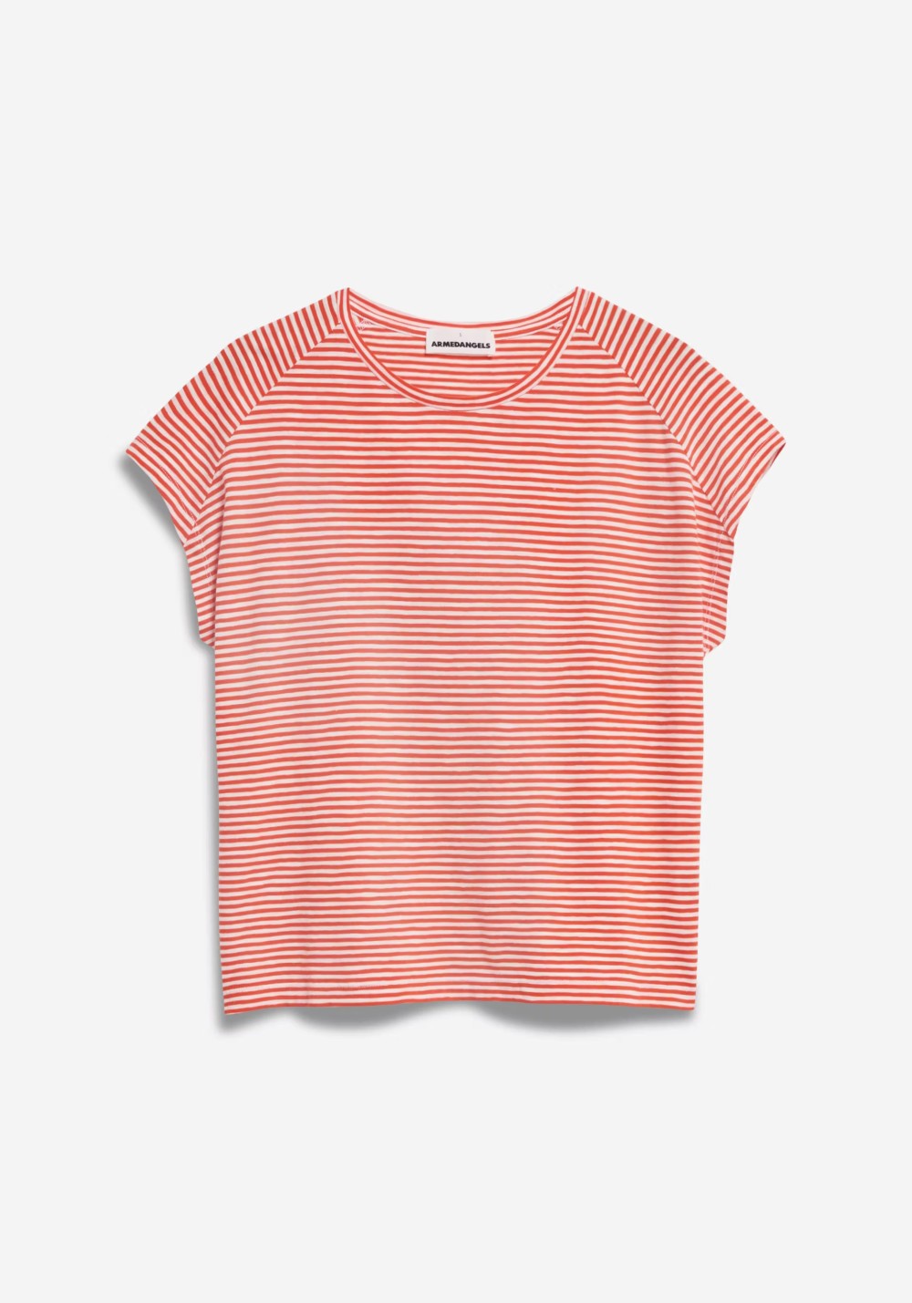 T-Shirt Oneliaa Lovely Stripes Poppy Red-Oatmilk