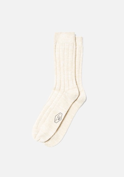 Socken M's Broad Rib Socks Ecru