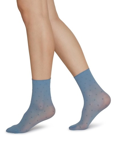 Swedish Stockings Judith Ankle Socks 2er Pack dusty blue/ivory dots