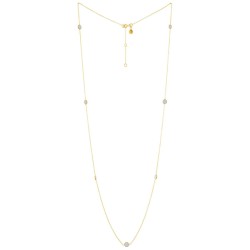 Halskette Protsaah Round Stone Dotted Chain gold rainbow moonstone (NK-LG-004-AU-RMS)