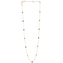 Halskette Protsaah Round Stone Dotted Short Chain gold green onyx (NK-SH-006-AU-GO)