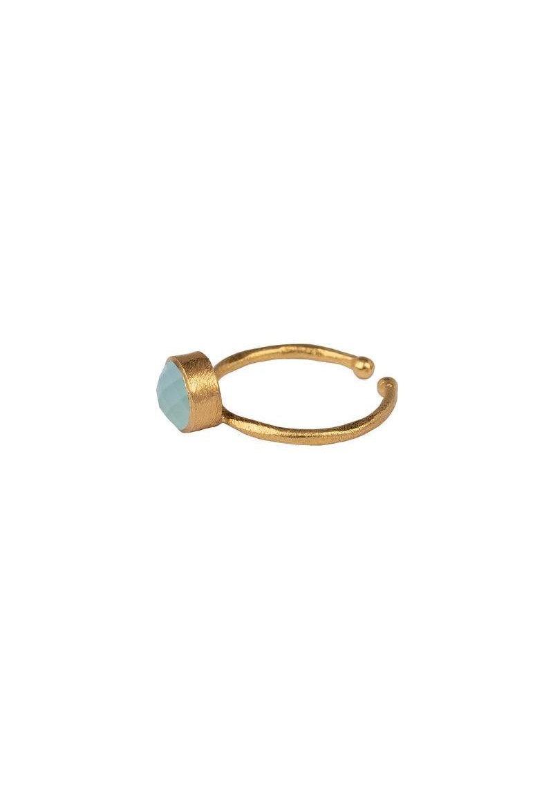 Ring Protsaah Small Round Ring Multi Set gold aqua calcedony (RN-M-001-RD-AU-AC)
