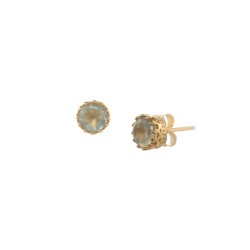 Ohrringe Protsaah Small Round Stone Prehnite Crown Studs gold (ER-ST-001-AU-PRT)