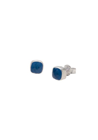 Ohrringe Protsaah Small Rounded Square Stone Blue Quarz Studs silver (ER-ST-003-AG-BQ)