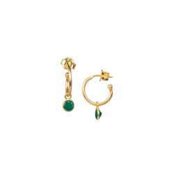 Ohrringe Protsaah Small Hoop Round Green Onyx Drop gold (ER-CR-005-AU-GO)
