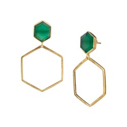 Ohrringe Protsaah Two Hexagon Stone Frame gold (ER-SP-005-AU)