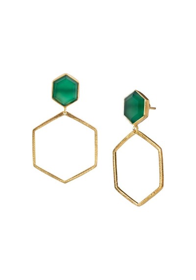 Ohrringe Protsaah Two Hexagon Stone Frame gold (ER-SP-005-AU)