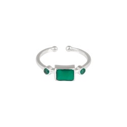 Ring Protsaah Three Stone Green Onyx silver (RN-S-013-AG-GO)