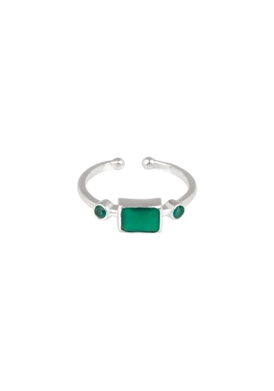 Ring Protsaah Three Stone Green Onyx silver (RN-S-013-AG-GO)