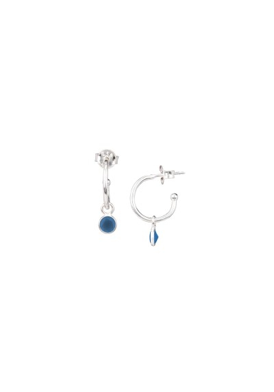 Ohrringe Protsaah Small Hoop Round Blue Quartz silver (ER-CR-005-AG-BQ)