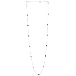 Halskette Protsaah Dotted Round Stone Green Onyx Short Chain silver (NK-SH-006-AG-GO)