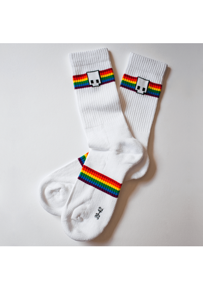 Viva con Agua Socken Rainbow Socks Millerntor-Gallery Weiss