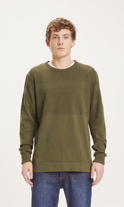 Strickpullover Knowledge Cotton Apparel Field Bobble Knit Forrest Night