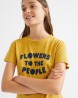 T-Shirt Thinking Mu Flowers to the People Mustard