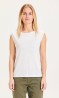 Damen-T-Shirt Knowledge Cotton Apparel Violet Loose Fold Up Bright White